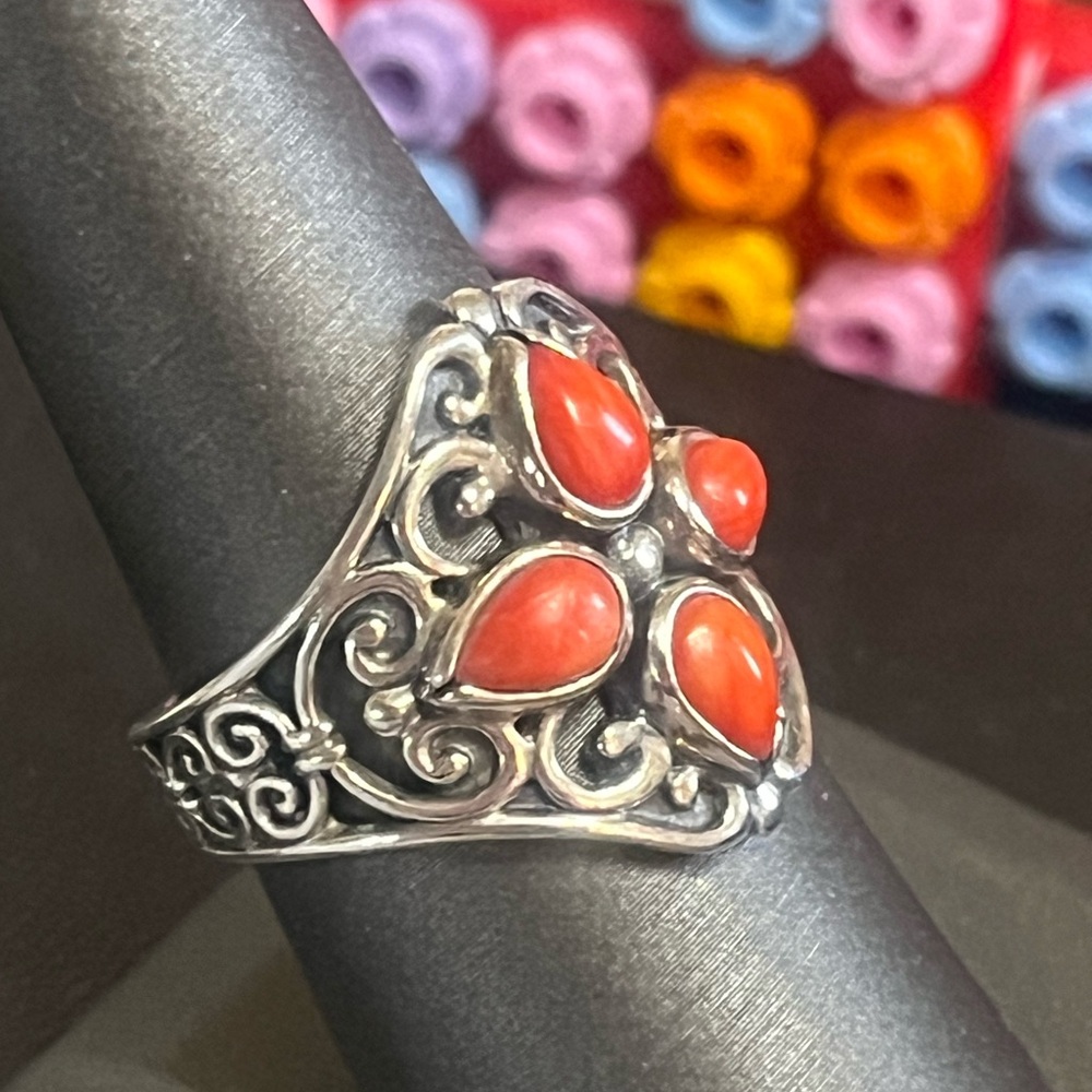 Carolyn Pollack Relios Coral Sterling Ring - Picture 2 of 14
